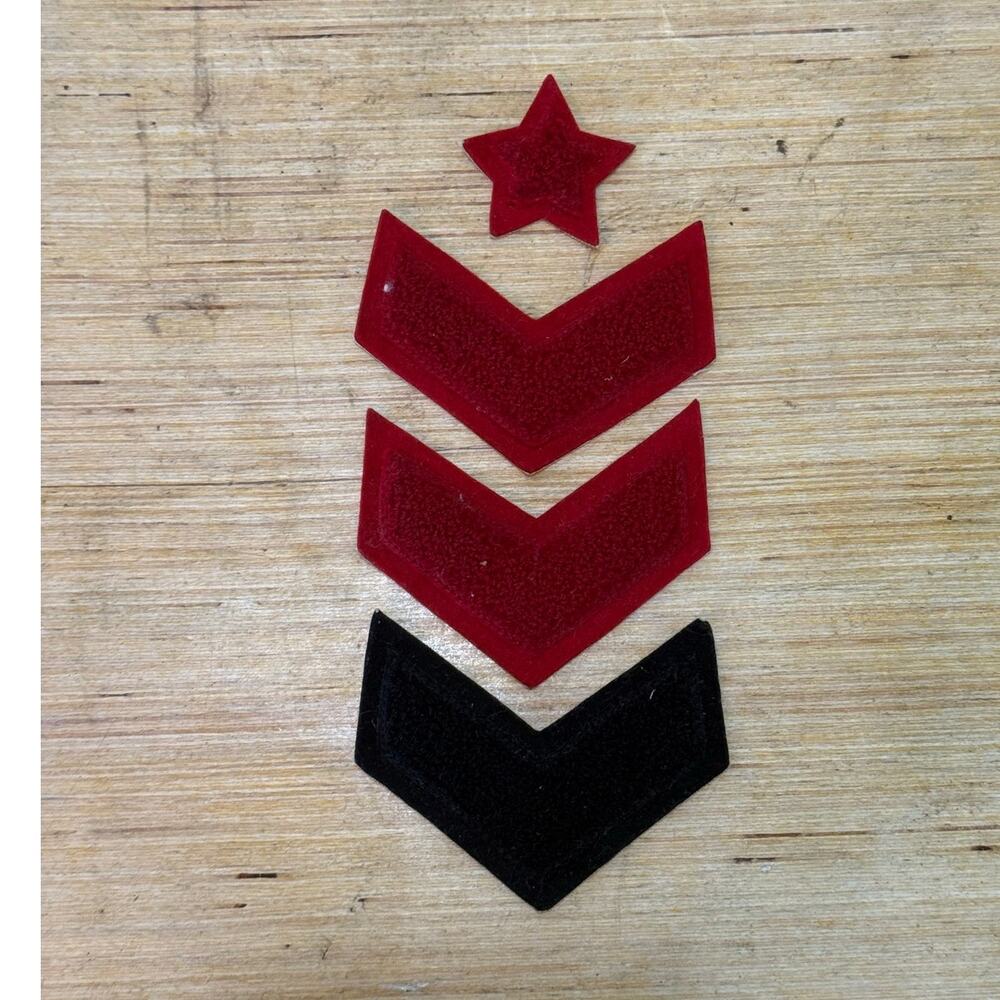 Lot of 4 Vintage Varsity Patches Stripes Chevron Star 1940s Red Black Letterman